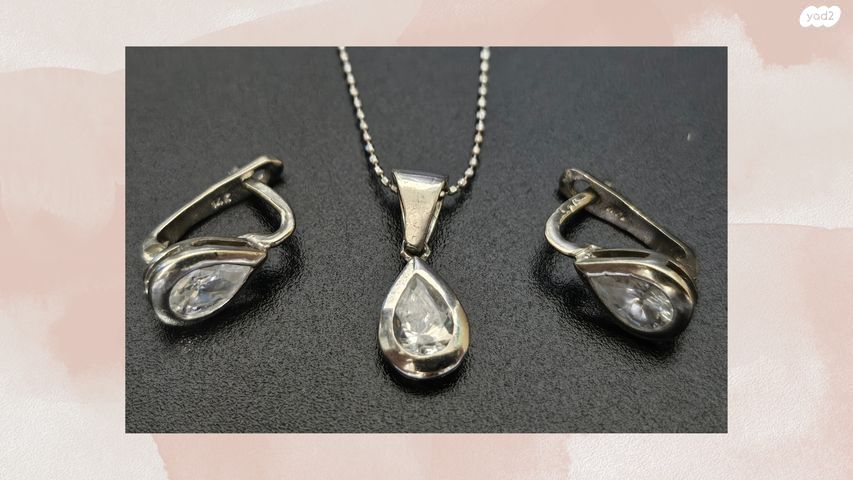 סט שרשרת ועגילים מזהב