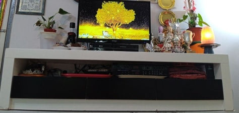 שולחן ארוך מעץ לבן עם 3 מגרות