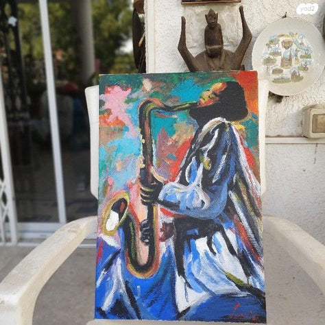 ציור אקריליק "הסקסופוניסטית"