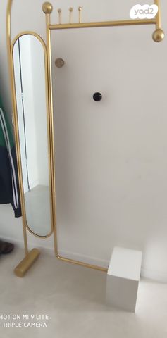 מתלה מעוצב מוזהב עם מראה