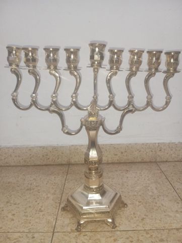 Elegant Silver-Tone Menorah