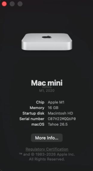 Mac mini M1 2020 16GB 1TB