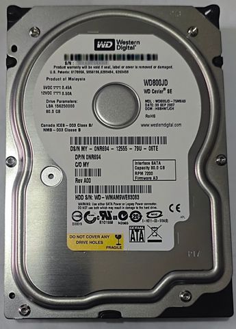כונן קשיח WD 80GB SATA