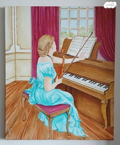 ציור The girl who loves music