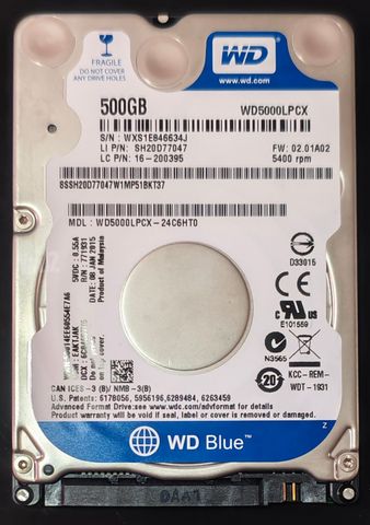 כונן קשיח 2.5" WD 500GB