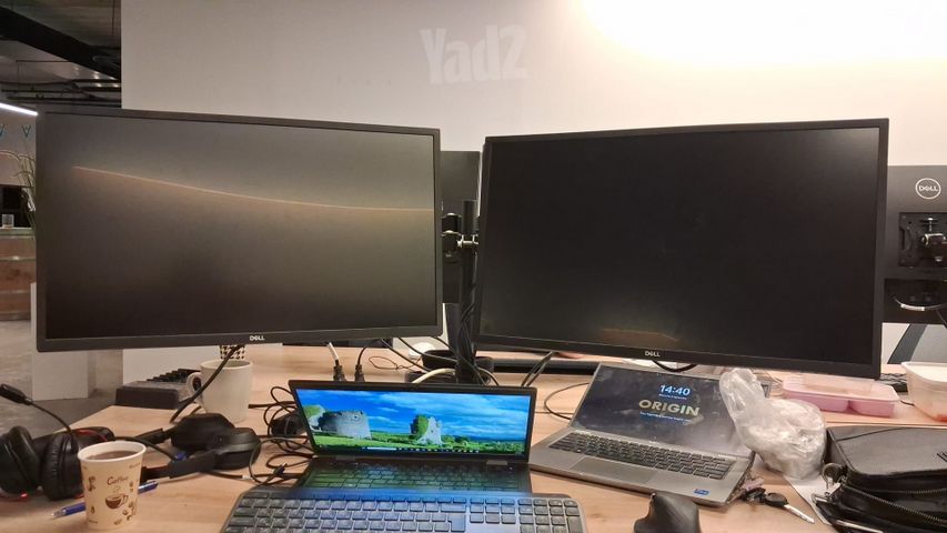 זוג מסכי Dell + זרוע כפולה
