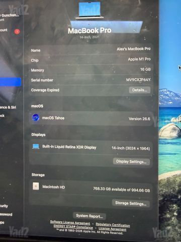 MacBook Pro 14, M1, 16GB, 1TB