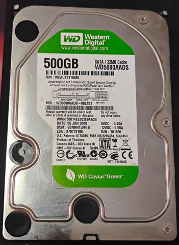 כונן קשיח 3.5" WD GREEN 500GB