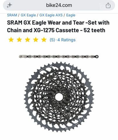 קסטה (52) ושרשרת Sram GX