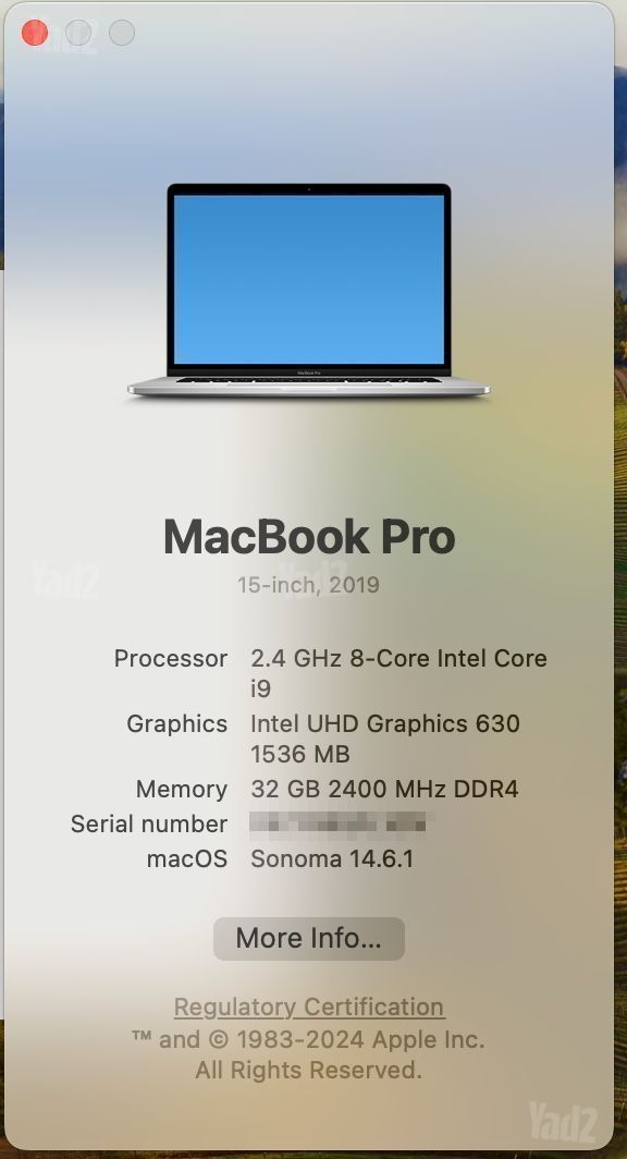 MacBook Pro 15.4" 2019 i9 32GB