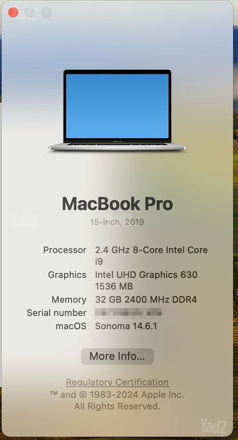 MacBook Pro 15.4" 2019 i9 32GB