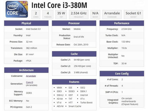 מעבד Intel I3 M380
