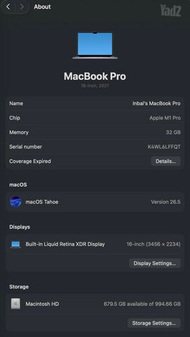 MacBook Pro 16" במצב מצוין
