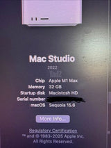 Mac Studio M1 Max 32gb 512gb