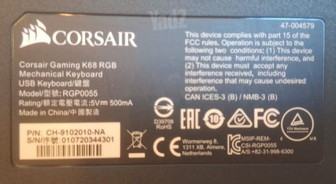 corsair keyboard K68