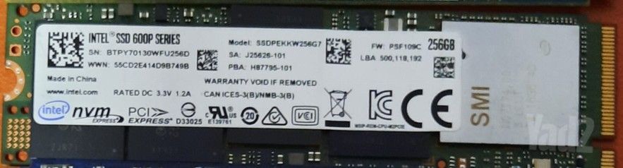 Intel SSD 600p 256GB NVMe