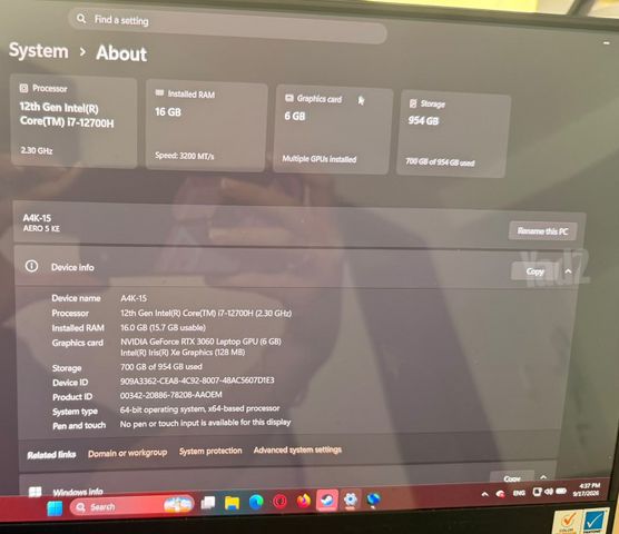 Laptop aero 5 KE4