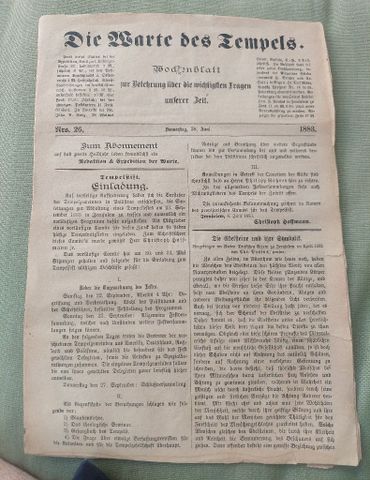 עיתון Templer Palestine 1883