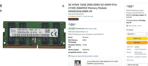 זיקרון SK Hynix 32 gb DDR4