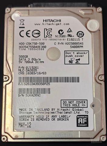 כונן קשיח 2.5" Hitachi 500GB