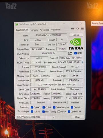 ASUS RTX5080 TUF OC 16GB
