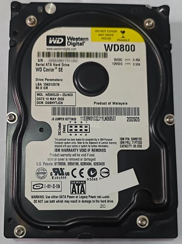 כונן קשיח WD 80GB SATA