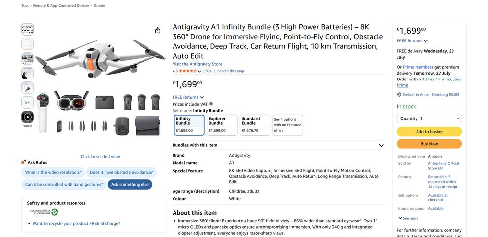 antigravity a1 drone insta 360
