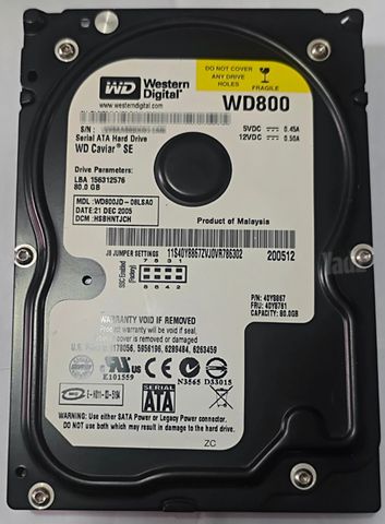 כונן קשיח WD CAVIAR 80GB SATA