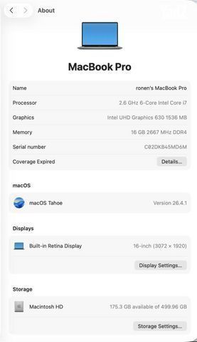 למכירה MacBook Pro 16 אינץ'.