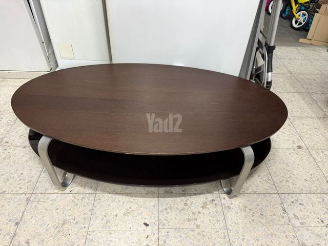 שולחן סלון מתכת עץ וזכוכית