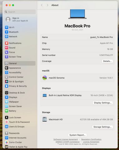 macbook pro m1 16gb 16 inch 21