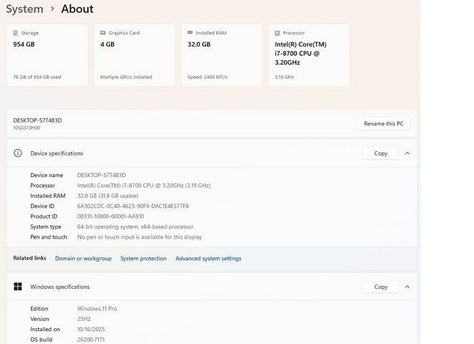 Lenovo M920 i7/32GB - SSD 1 TB