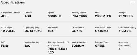 זיכרון DDR4, 4GB, Micron
