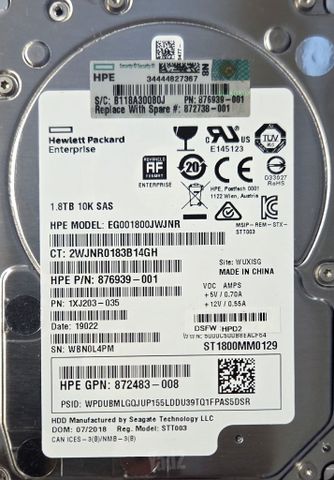 8 דיסקים HPE 1.8TB 10K SAS