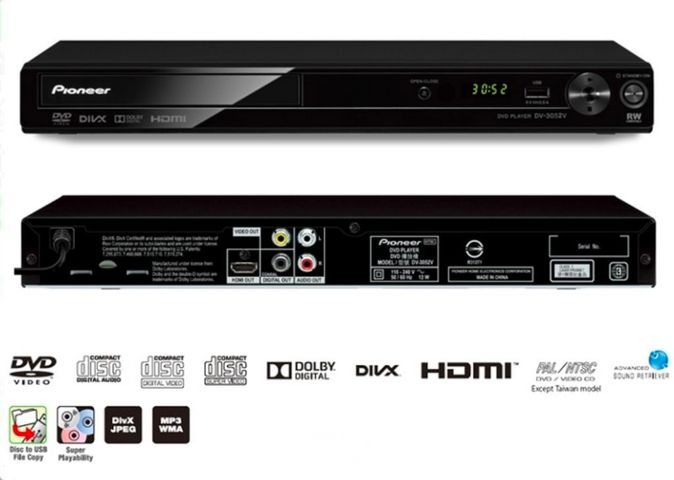 DVD Divx Pioneer דגם 3052,