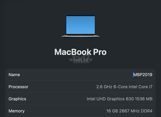 macbook pro 16 2019 16GB