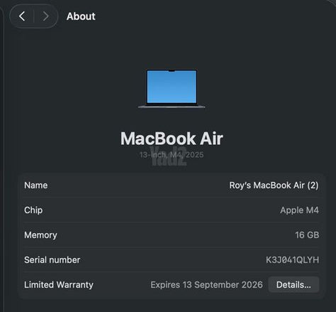 MacBook Air M4 16GB Ram 512 GB