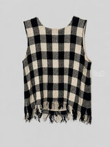 טופ משבצות עם פרנזים ZARA
