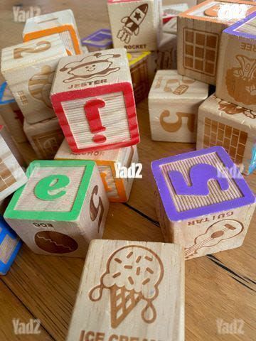 קוביות עץ מלא ABC מספרים וחיות
