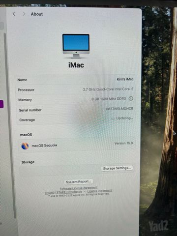 iMac 21.5 משודרג SSD ו-Sequoia