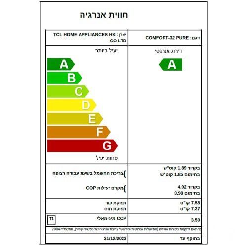 מזגן עילי 2.5 כ״ס Family