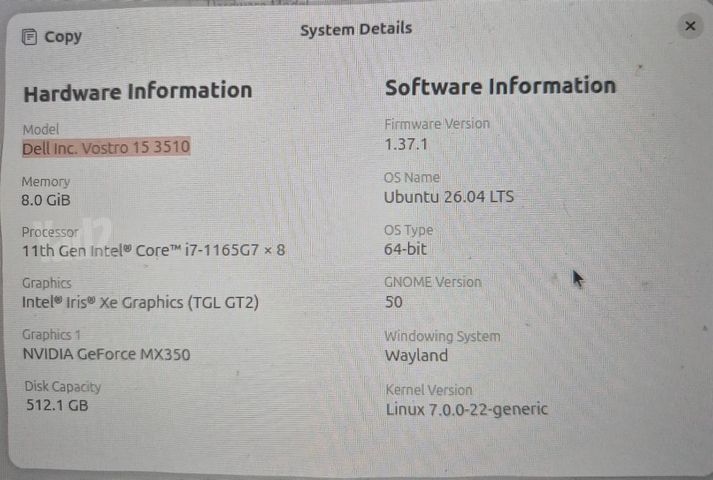 Dell Vostro 15 3510 intel i7