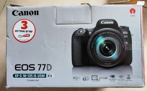 מצלמה CANON 77D ועדשה EF18-135