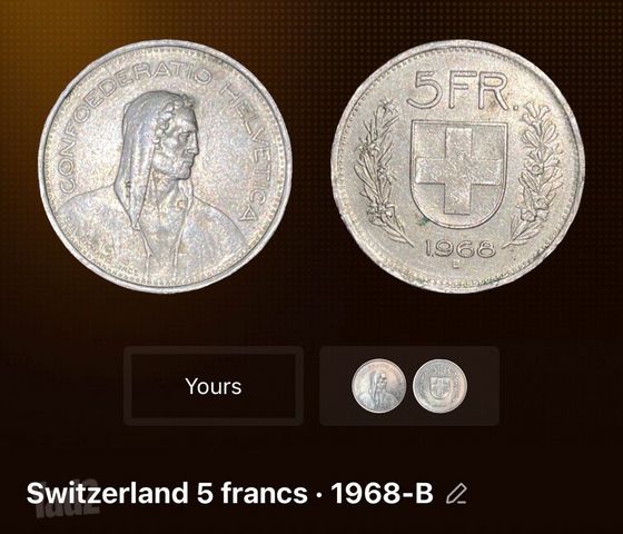 2 מטבעות Switzerland 5 francs
