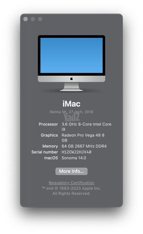 iMac 27 5K i9 64GB RAM 512GB