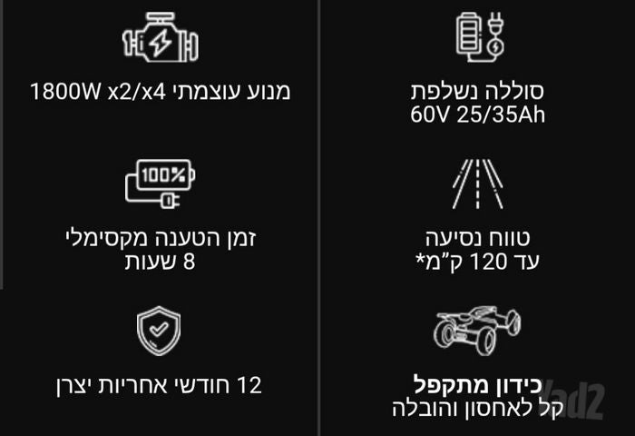 קורקינט MIA FOUR MFX2 2X4 35Ah