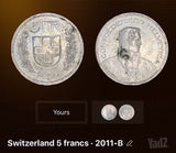 2 מטבעות Switzerland 5 francs