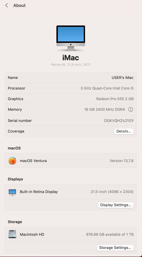 2017 iMac 21.5 אינצ