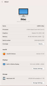 2017 iMac 21.5 אינצ
