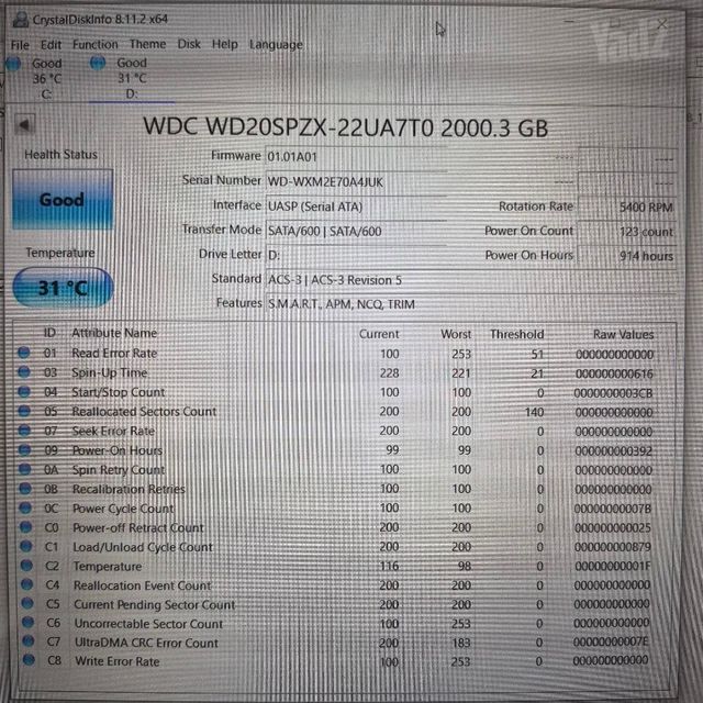 WD Blue HDD 2Tb 2.5
